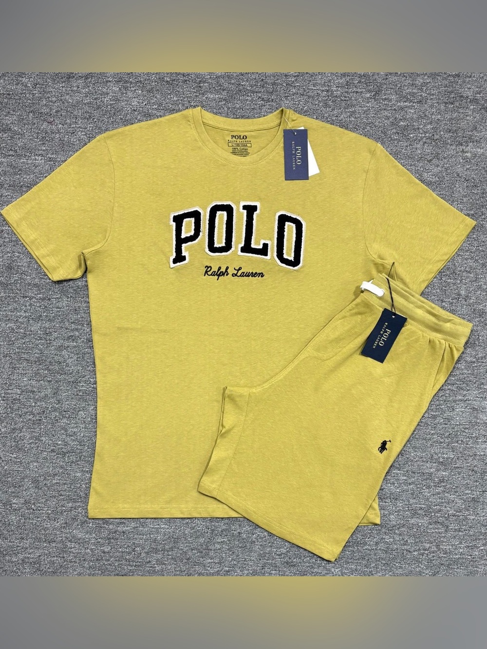 Polo by Ralph Lauren Men's Yellow Crewneck Tee with Embroidered Logo